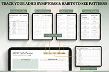 Load image into Gallery viewer, 2026 ADHD Daily Planner, GREEN GoodNotes Digital Planner for Neurodivergents, Brain Dump, iPad to do list, cleaning, Smart Apple Links (Copy)
