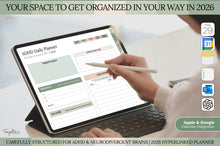 Load image into Gallery viewer, 2026 ADHD Daily Planner, GREEN GoodNotes Digital Planner for Neurodivergents, Brain Dump, iPad to do list, cleaning, Smart Apple Links (Copy)
