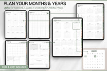 Load image into Gallery viewer, The 2 YEAR Digital Planner (2026 &amp; 2027) in GREEN. Daily Weekly, Monthly Planner &amp; Life Planner. Ideal for use on Goodnotes and iPad. Smart Apple Links
