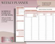 Load image into Gallery viewer, ADHD Planner Spreadsheet for Neurodivergent Adults | Google Sheets Daily &amp; Weekly Planner, Symptom Tracker, Brain Dump &amp; To Do Lists | Nude
