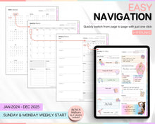 Load image into Gallery viewer, 2024 Colorful Digital Planner | Daily, Weekly, Monthly Planner for iPad &amp; GoodNotes
