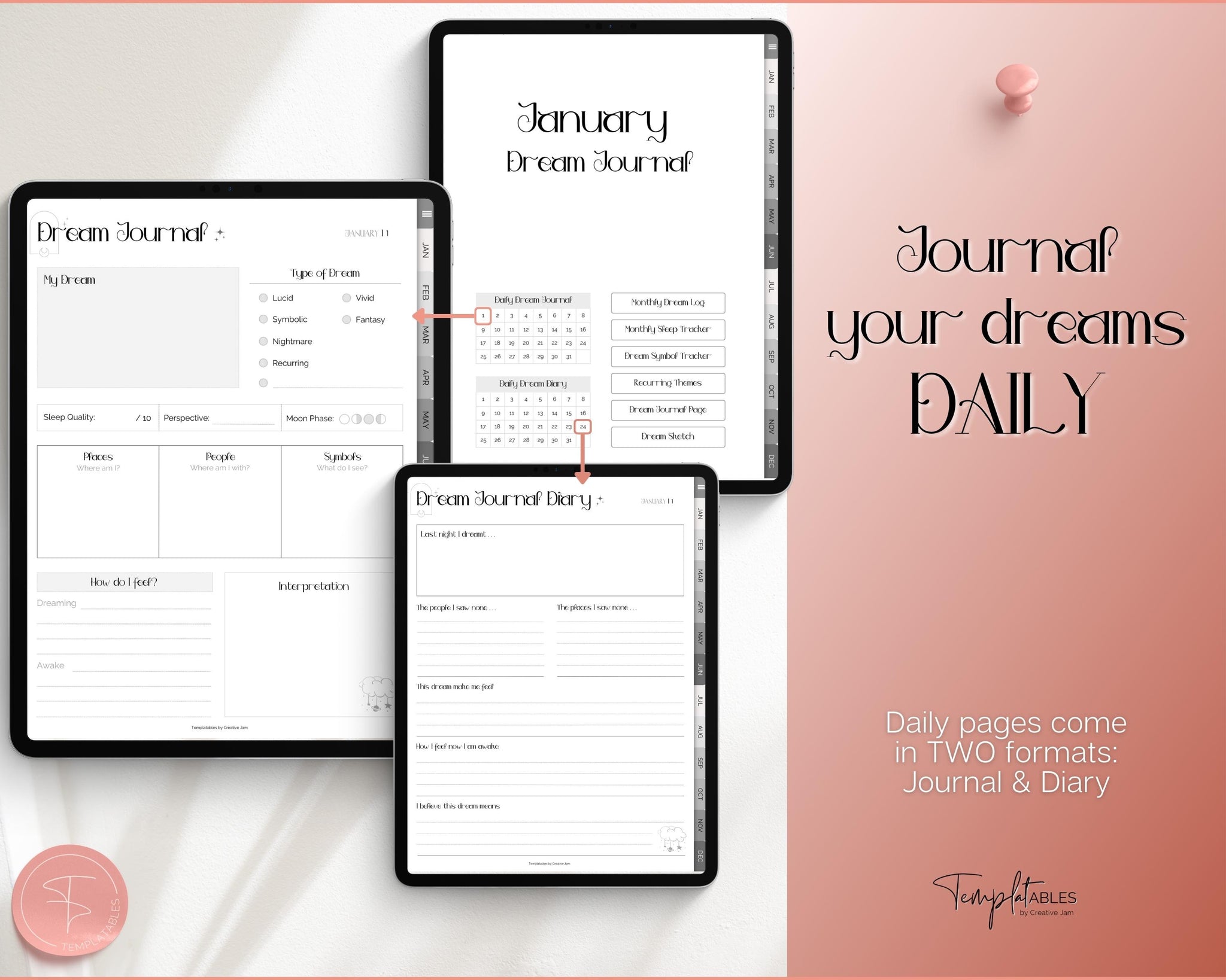 Digital Dream Journal for GoodNotes & iPad | Dream & Sleep Tracker