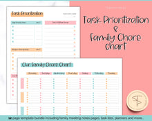 Load image into Gallery viewer, Family Meeting Guide - 12pg Printable Bundle with Meeting Agenda | Family Calendar, Household Planner &amp; Home Organization | Colorful Sky
