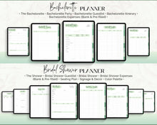 Load image into Gallery viewer, Digital Maid of Honor Planner | Matron of Honor Digital Planner, MOH Binder Book, Wedding Checklist, Bridal Shower, Bachelorette &amp; GoodNotes | Green
