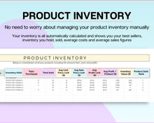 Load image into Gallery viewer, Small Business Bookkeeping Spreadsheet | Google Sheets Automated Business Expense Tracker &amp; Product Invetory Tracker | Rainbow
