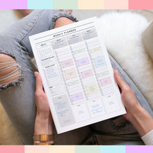 Load image into Gallery viewer, Weekly &amp; Hourly Planner Organizer | Weekly Schedule, To Do List, Productivity Planner &amp; Time Management | A5 Pastel Rainbow
