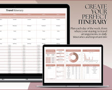 Load image into Gallery viewer, Digital Ultimate Travel Planner | Google Sheets Editable Travel Spreadsheet, Trip Expense Tracker, Packing List, Vacation Schedule | Nude
