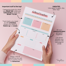 Load image into Gallery viewer, Brain Dump Notepad, To Do List, Productivity Planner Desk Pad, ADHD Daily Planner Note Pad | 50 Undated Tear Away Sheets A4
