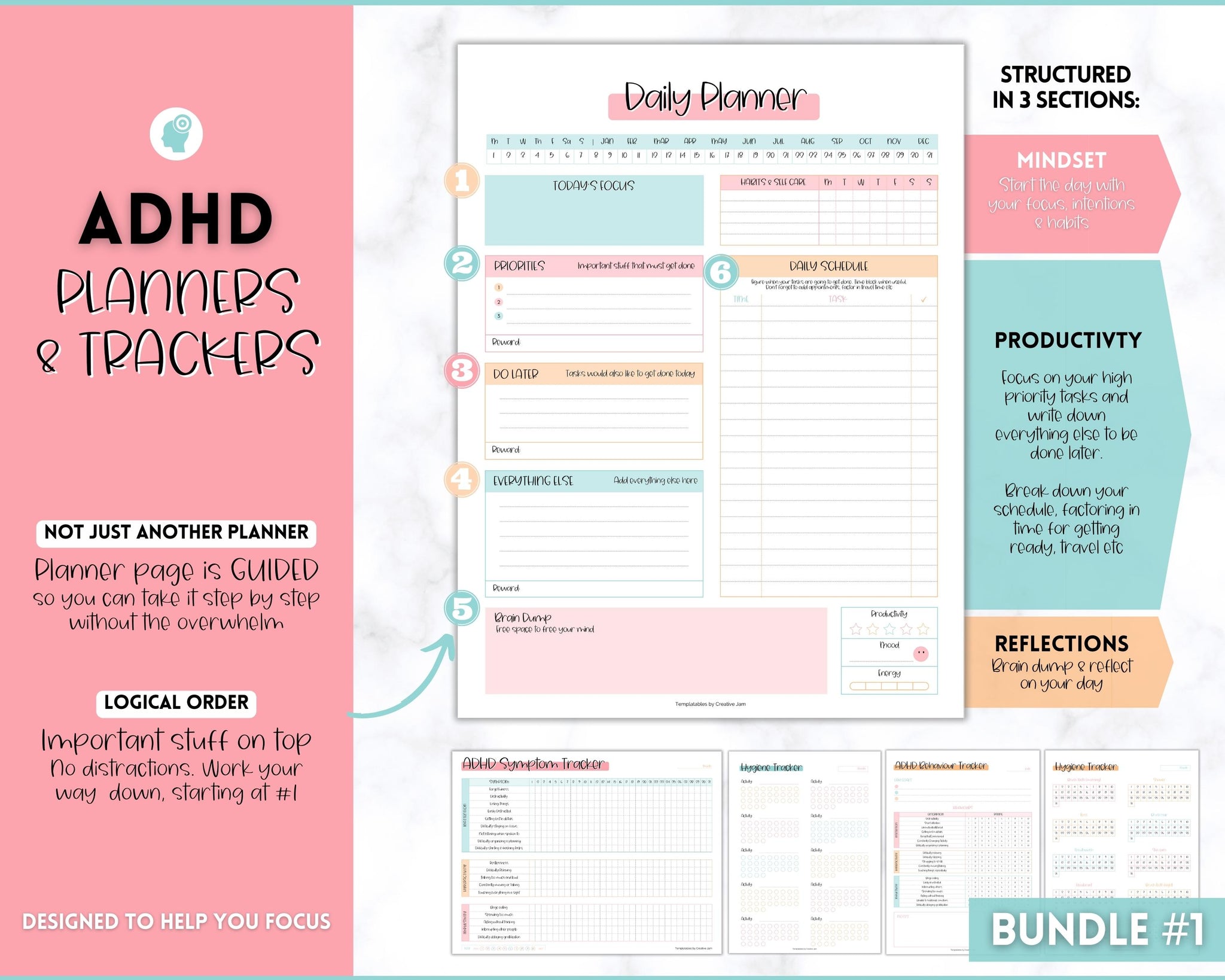 Ultimate ADHD Planner Bundle | ADHD Neurodivergent Daily Life Planner
