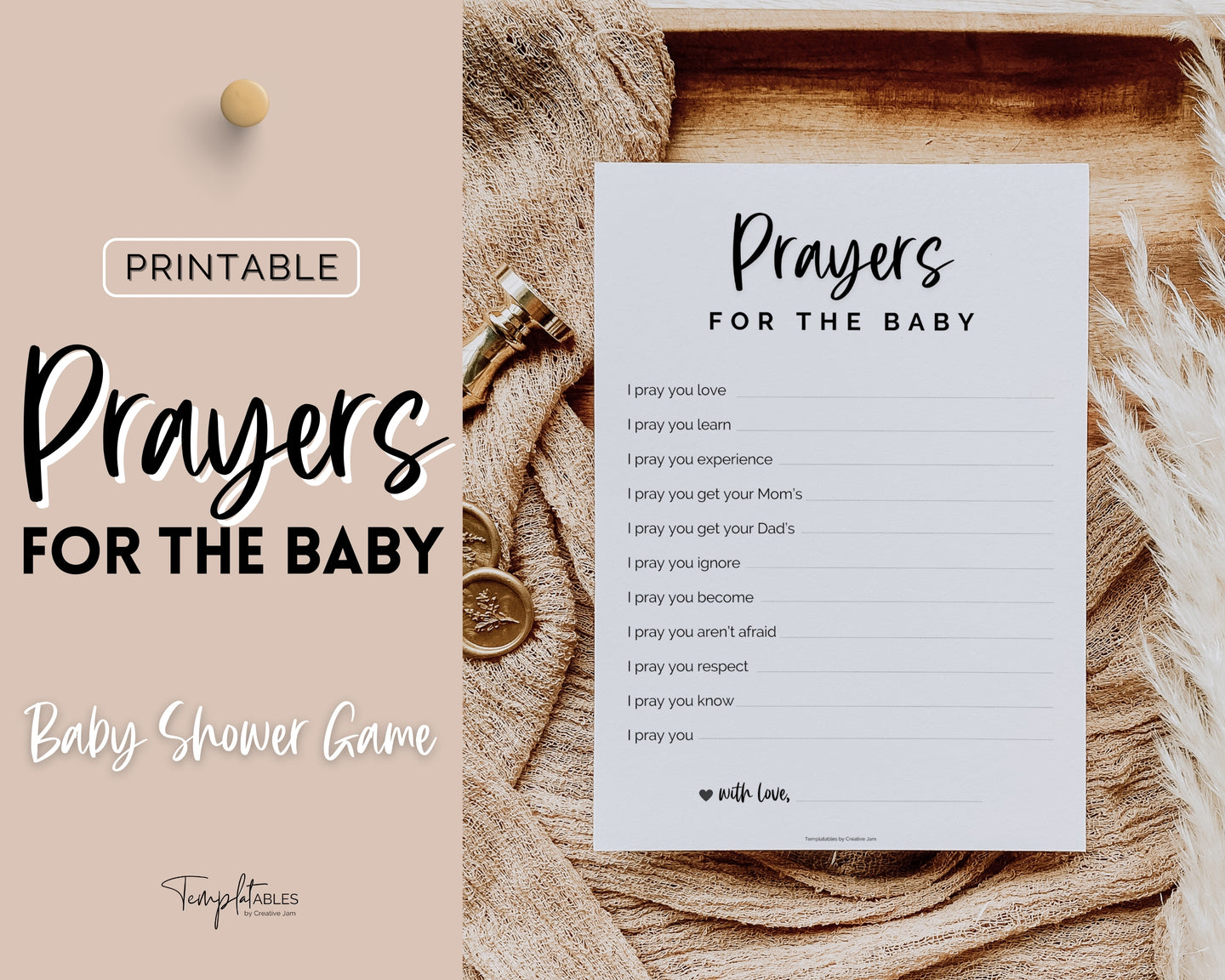 Prayers for Baby Card, Baby Shower Well Wishes Card, Minimalist & Modern, Dear baby card, Wishes for Baby Card, Baby Shower Game Activity