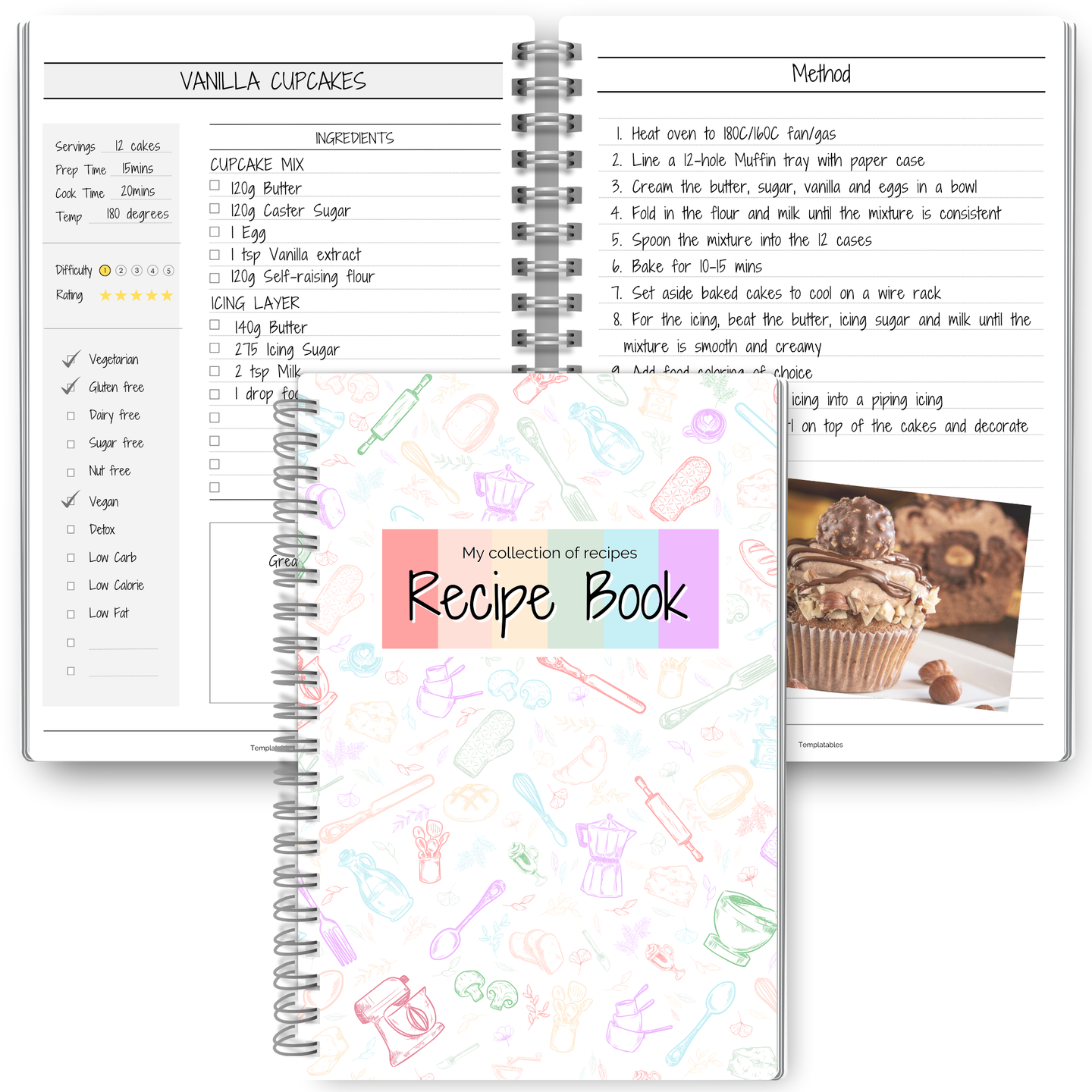 Recipe Notebook & Family Cookbook: Blank Recipe Book to Create and Organize Your Own Personalized Recipe Collection | A5 Mono