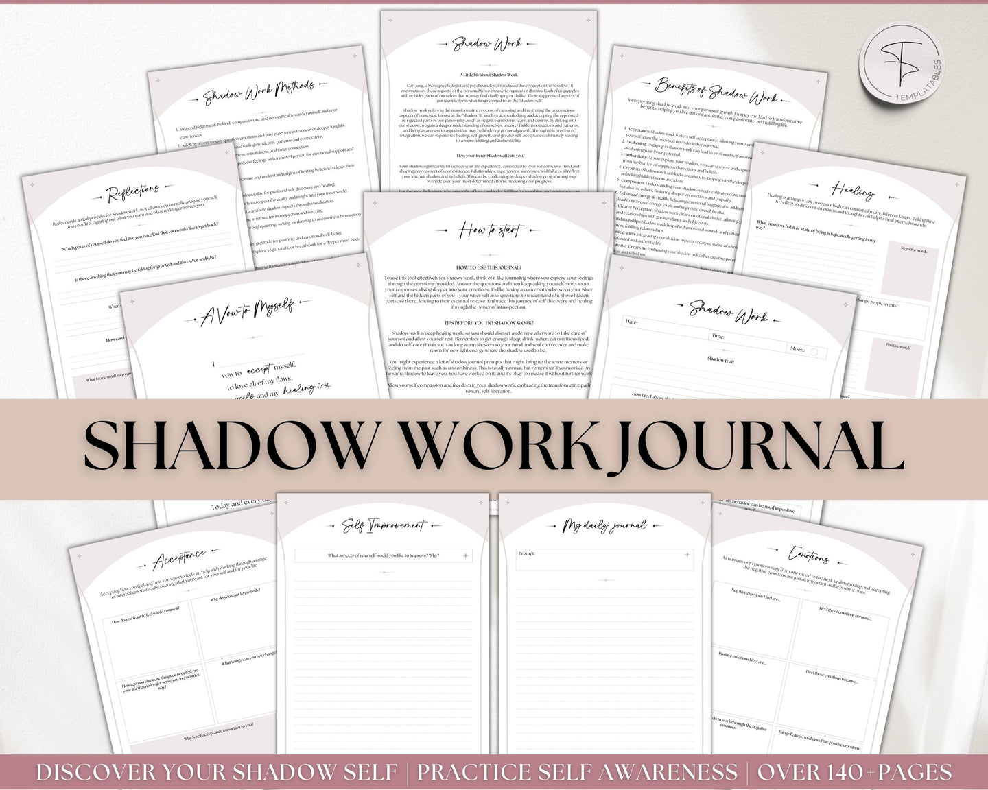 Shadow Work Journal Pages | 100+ Shadow Work Journal Prompts with Printable Guided Journal | Inner Child & Therapy