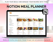 Load image into Gallery viewer, Meal Planner Notion Template | Digital Recipe Manager, Grocery List &amp; Recipe Book
