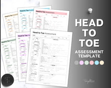 Load image into Gallery viewer, Head to toe Assessment Sheet | includes Head-to-toe Assessment Guide, Nursing Study Guide, Nurse Report, Nursing Student Notes &amp; Nclex Care Plan | Pastel
