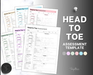 Head to toe Assessment Sheet | includes Head-to-toe Assessment Guide, Nursing Study Guide, Nurse Report, Nursing Student Notes & Nclex Care Plan | Pastel