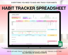 Load image into Gallery viewer, Habit Tracker Spreadsheet | Includes Goal Planner, Goals Tracker, Mood, Habit Planner, Daily Weekly Monthly, Google Sheets &amp; Goal Setting Template | Colorful
