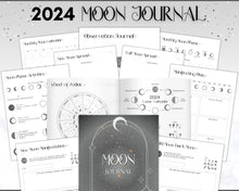 Load image into Gallery viewer, 2024 Moon Journal | With Moon Calendar, Moon Phases, 2024 2025 Lunar Calendar, Moon Planner, Moon Magic, New Moon, Moon Phase Printable &amp; Manifestation
