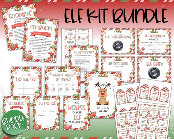 2023 Elf on the Shelf Kit Bundle | With Elf Welcome Letter, Elf Warning, Elf Arrival, Elf Notes, Elf Games, Printables and Xmas Ideas for Festive Fun!