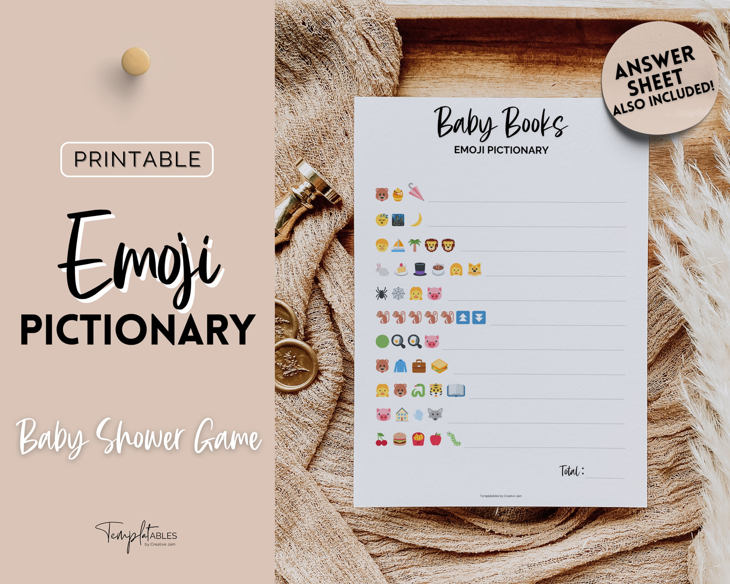 Printable Baby Emoji Game | Includes Emoji Pictionary Baby Shower Game, Baby Emoji Game & Printable Baby Shower Games Template | Perfect for Minimalist | Boho | Woodland