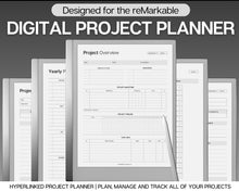 Load image into Gallery viewer, Project Planner Templates for reMarkable tablet | Digital Project Tracker Management Tool Includes Gannt Charts
