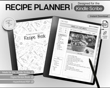 Load image into Gallery viewer, Digital Recipe Book for Kindle Scribe | Comes with Recipe Templates, Digital Meal Planner, Cookbook Template, Recipe Binder Kit &amp; Blank Recipe Card
