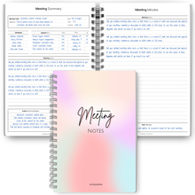 Load image into Gallery viewer, Meeting Minutes Note Taking Professional Notebook | Plan, Record and Track Actions from all your Important Meetings | A5 Pastel Rainbow
