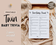 Load image into Gallery viewer, TWIN Baby Trivia Game | Fun template with Baby Shower Games, Printable Baby Shower Template, Gender Neutral, Minimalist, Woodland &amp; How well do you know template | Boho
