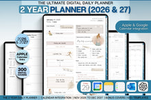 Load image into Gallery viewer, The 2 YEAR Digital Planner (2026 &amp; 2027) in soft BLUE. Daily Weekly, Monthly Planner &amp; Life Planner. Ideal for use on Goodnotes and iPad. Smart Apple Links
