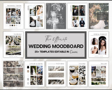 Load image into Gallery viewer, Ultimate Wedding Mood Board Template | Includes Editable Wedding Vision Board, Digital Vision board, Wedding Binder, Checklist, Theme &amp; Canva | Mono
