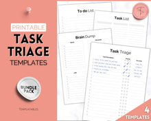 Load image into Gallery viewer, Task Triage: Prioritize and Organize with To-Do List, Brain Dump, and Task Tracker - Printable and Digital Planning Templates | Mono
