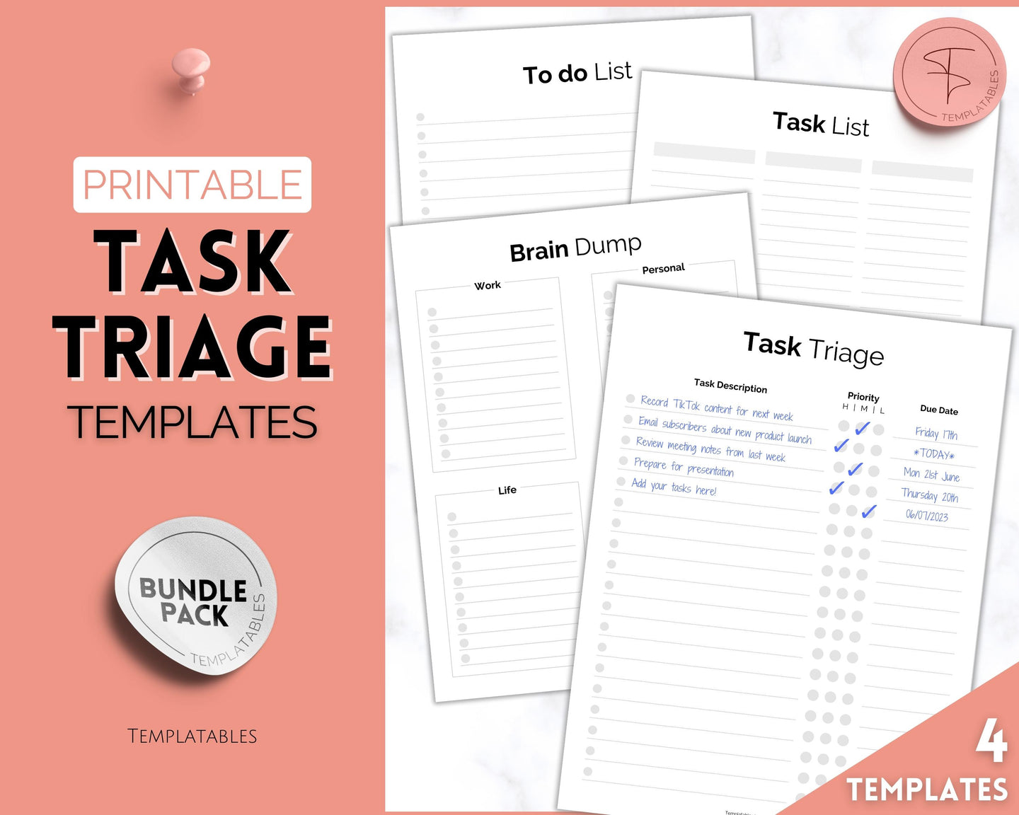 Task Triage Method Task Triage: Prioritize with To-Do List & Brain Dump Digital Templates