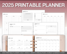 Load image into Gallery viewer, 2025 Dated Printable Planner | Daily, Weekly, Monthly Pages, Calendar, To Do List Printable Inserts
