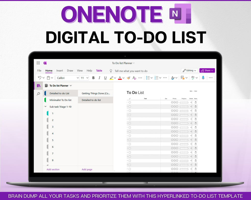 OneNote To Do List Template | Elevate your productivity with this template!
