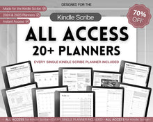 Load image into Gallery viewer, ALL ACCESS pack for Kindle Scribe | Template Bundle | 2025 Daily Planner, Digital To Do List, Meeting Minutes, Journal &amp; Notebook, Calendar &amp; Task List

