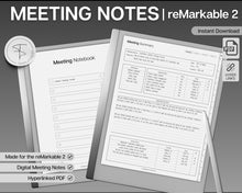 Load image into Gallery viewer, reMarkable 2 Meeting Minutes Template |  Meeting Agenda, Note Taking, Project planner, Task List Templates
