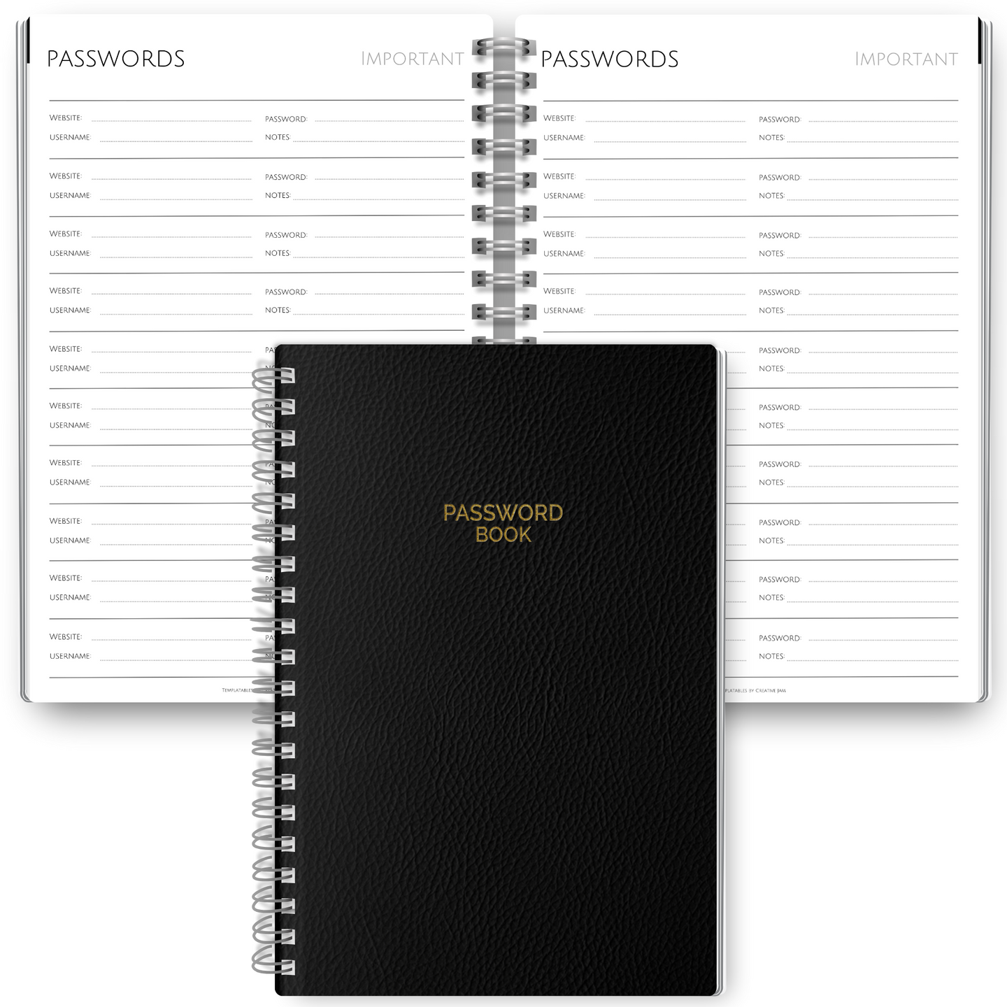 Password Logbook with Alphabetical Tabs | Password Organizer for Internet and Websites Journal Notebook | A5 Mono