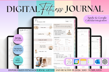 Load image into Gallery viewer, 2026 Digital FITNESS planner, GoodNotes Fitness Planner, Fitness Journal, Weight Loss Tracker, iPad Workout Planner, Wellness Template (Colorful)
