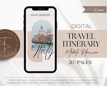 Load image into Gallery viewer, MOBILE Travel Itinerary Template | Create Your Travel Guide Itinerary for Weekend Trips, Birthdays, Girls Trips with Canva
