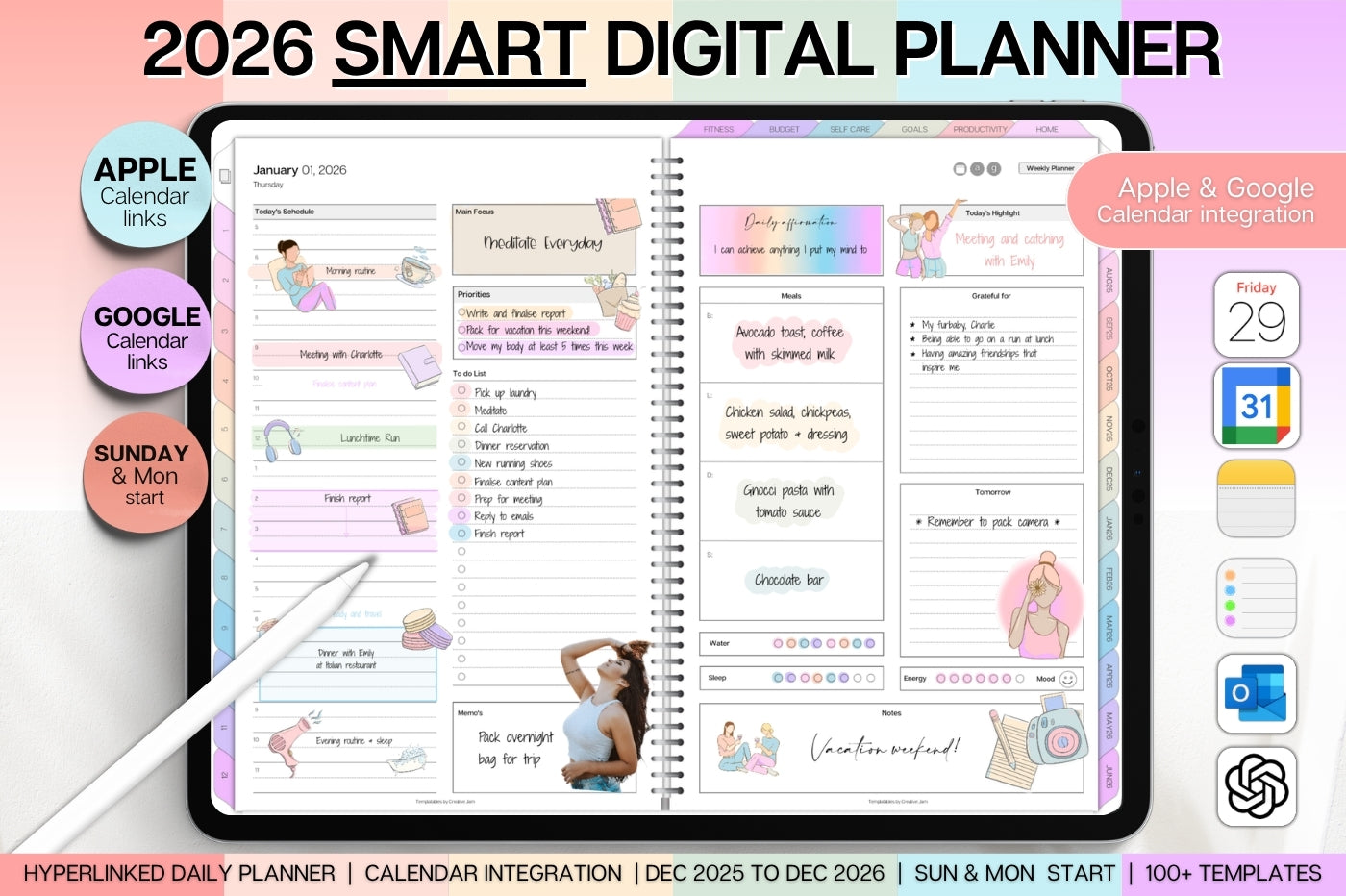 2026 COLORFUL Digital Planner | GoodNotes Planner With Daily, Weekly & Monthly Planner | SMART Integration with Apple Calendar, ChatGPT, Google & more...