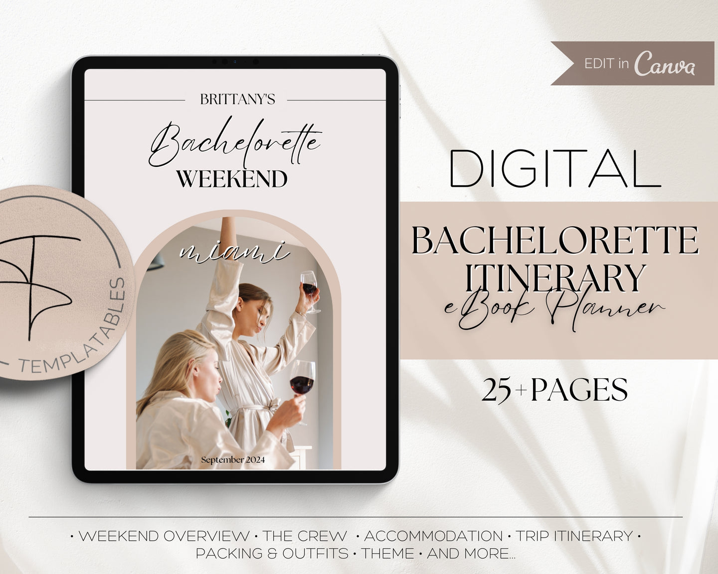 Bachelorette Itinerary Template | eBook Itinerary for Weekend Girls Trip away for hen party's & bachelorettes!