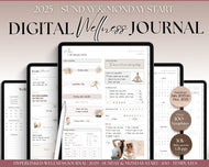 Digital Wellness Journal | 2025 Digital Fitness, Self Care Journal for GoodNotes & iPad | Mono