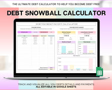 Load image into Gallery viewer, Dave Ramsey Debt Snowball Calculator | Google Sheets Debt Payoff Automated Tracker Template | Budget Planner Spreadsheet | Colorful
