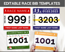 Load image into Gallery viewer, Editable Race Bib Templates | With 7 Running Race Bib Templates included, Digital Running Printable, Racing Canva Template
