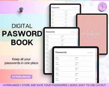 Load image into Gallery viewer, Digital Password Book | Password Tracker with tabs, Password Keeper &amp; Organizer, Password Log | Perfect for Goodnotes, Notability, iPad &amp; Digital Notebook | Colorful

