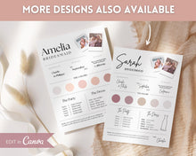 Load image into Gallery viewer, EDITABLE Bridesmaid Info Card | PHOTO Wedding Information &amp; Iteniary Card Canva Template | Style 1
