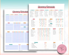 Load image into Gallery viewer, Editable Cleaning Schedule Template | Includes EDITABLE Cleaning Checklist, Cleaning Planner, Weekly House Chores, Clean Home Routine &amp; Monthly Cleaning List | Sky Colorful
