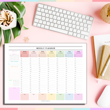 Load image into Gallery viewer, Weekly Hourly Planner Desk Pad | A4 Undated Time Blocking Notepad &amp; Weekly Schedule &amp; To Do List
