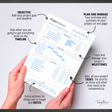 Load image into Gallery viewer, Project Planner Notepad | A4 Project Management Desk Pad for Tasks, Timelines, Deadlines, Priorities &amp; Project Organisation
