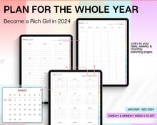 Load image into Gallery viewer, 2024 RICH GIRL Digital Budget Planner | 2024 GoodNotes Planner &amp; Daily Weekly Monthly Budget | For Expenses &amp; Financial Spending Income Savings Debt | Colorful
