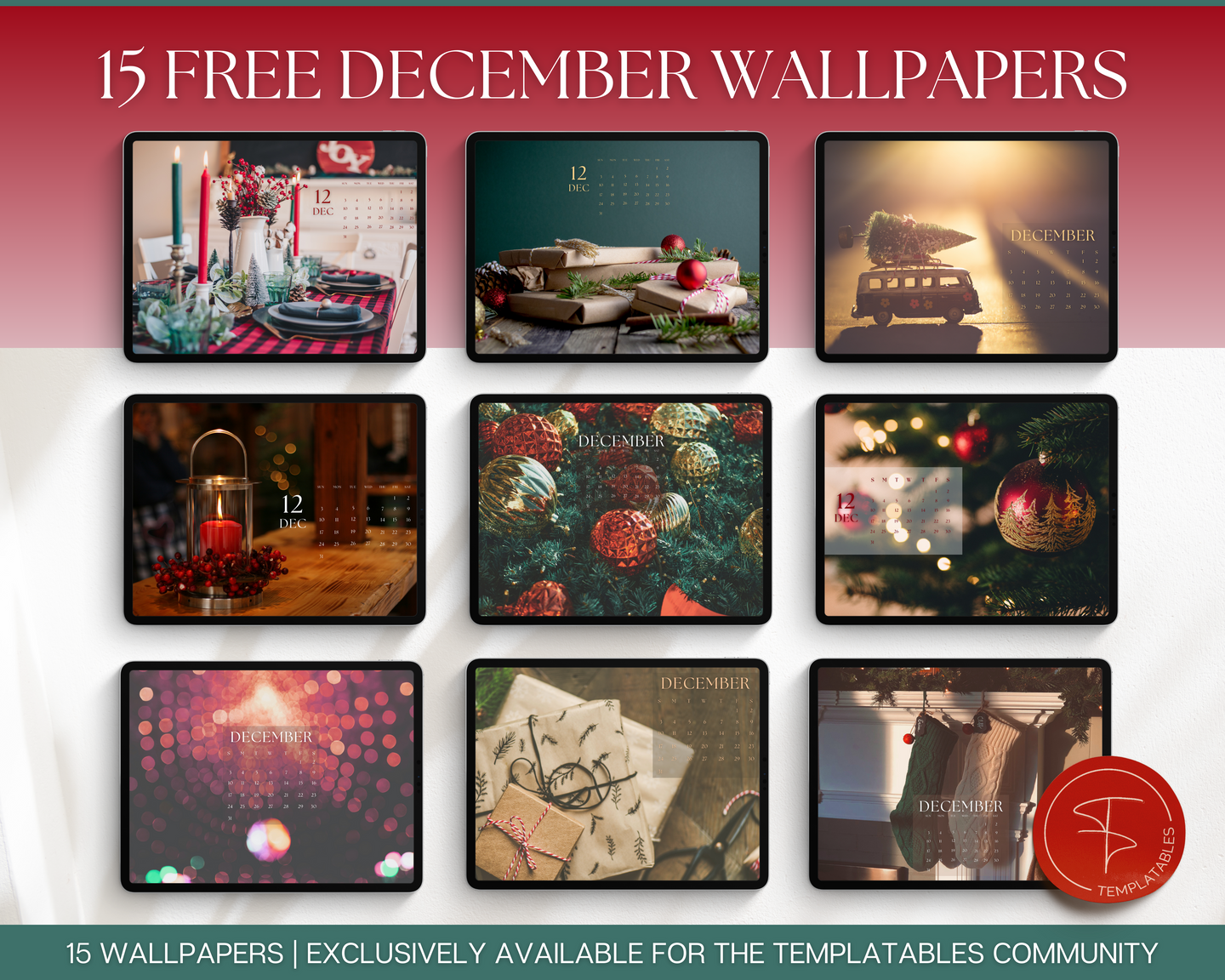 FREE - December Christmas 2023 Wallpapers for iPad